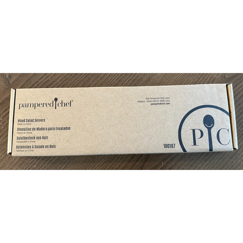 Pampered Chef 100187 Wood Salad Servers New In Box‎